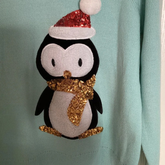 George Women's Size SP Ugly Christmas Sweater Penguin Super Soft Graphic Sweater - Picture 2 of 5